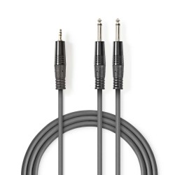 cablu audio stereo nedis 2x 6.35 mm tata - 3.5 mm tata 1.5 m gri