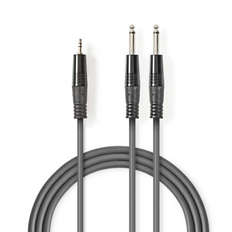 cablu audio stereo nedis 2x 6.35 mm tata - 3.5 mm tata 1.5 m gri