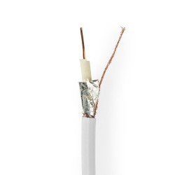 cablu coaxial dublu ecranat rg6t, rola 100m, alb, nedis