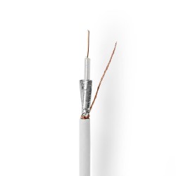 cablu coaxial dublu ecranat rg59/u, rola 100m, alb, nedis