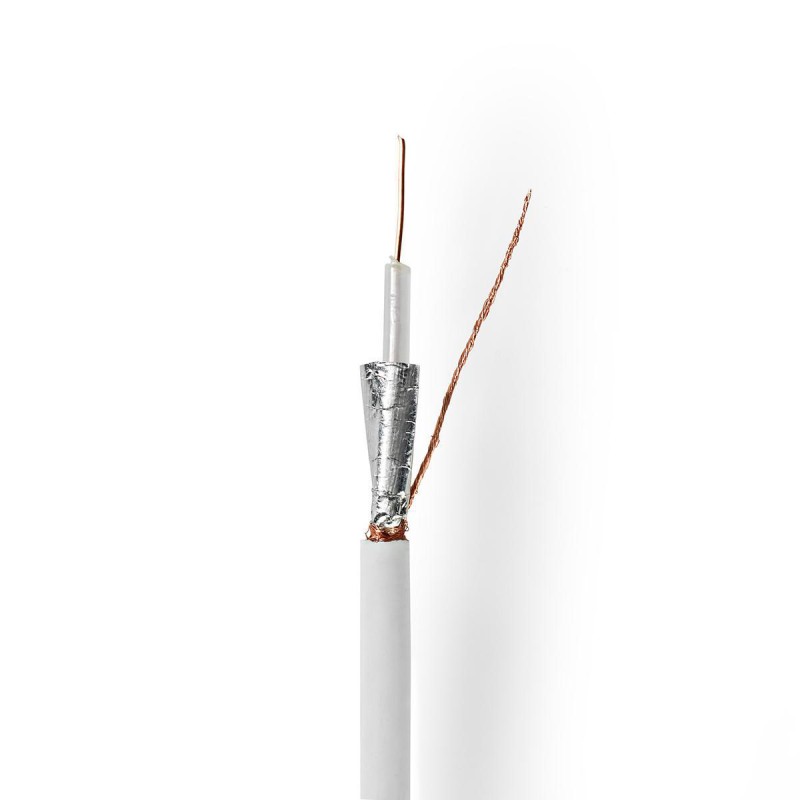 cablu coaxial dublu ecranat rg59/u, rola 100m, alb, nedis