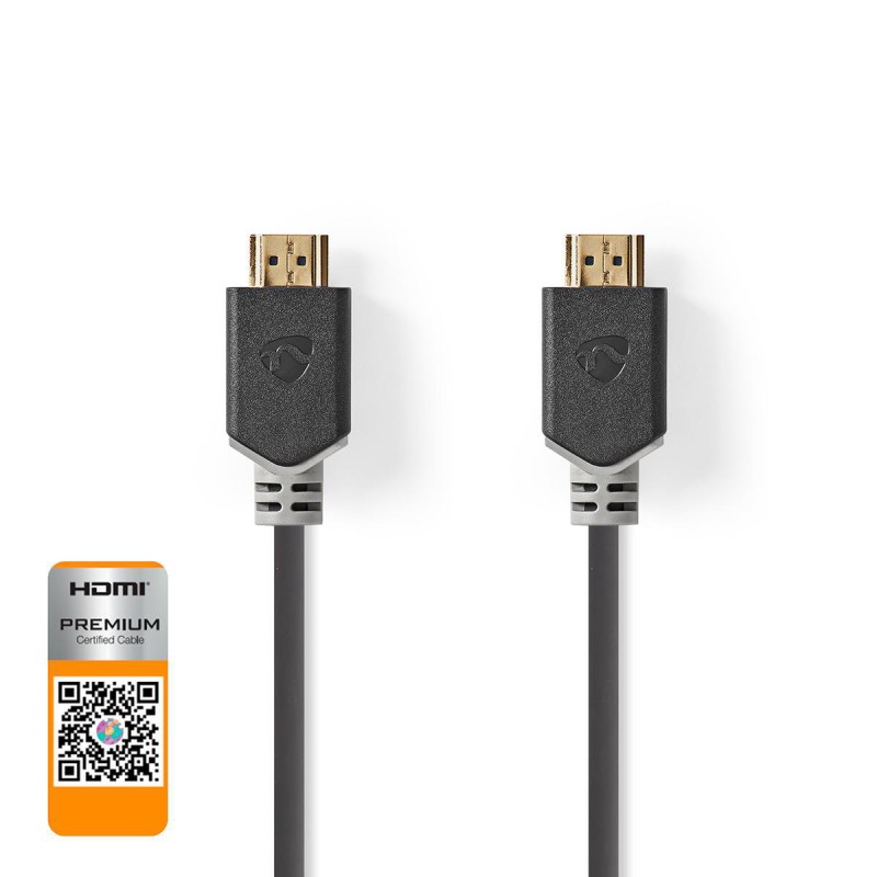 cablu premium hdmi de mare viteza cu ethernet, 4k60hz, 3m, antracit, nedis