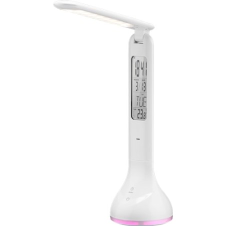 lampa de birou cu iluminare rgb acumulator si afisare calendar, goobay