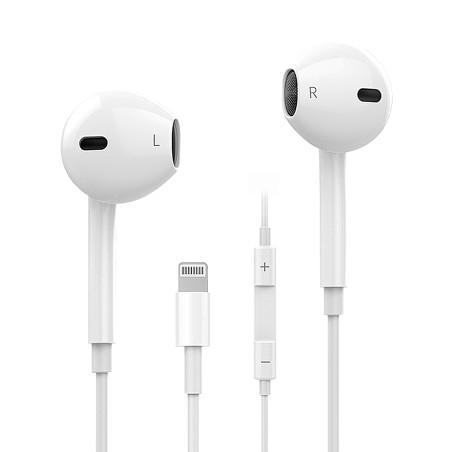 casti in-ear cu fir well, microfon, reglare volum, lightning, epl05, alb