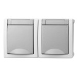 priza dubla schrack visio50 ev211014 aparent orizontal cu capac gri ip54 conexiune elastica