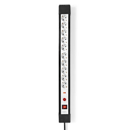 prelungitor cu protectie nedis, 10 prize, 3m, schuko tip f, alb/negru