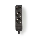 prelungitor nedis, 3 prize, protectie contacte, fara cablu, negru