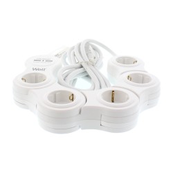 prelungitor reglabil 5 prize 3m cablu 3x1.5mmp cu incarcator usb, well