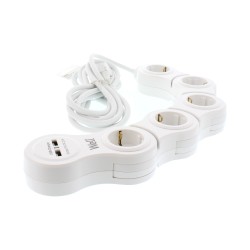 prelungitor reglabil 5 prize 5m cablu 3x1.5mmp cu incarcator usb, well