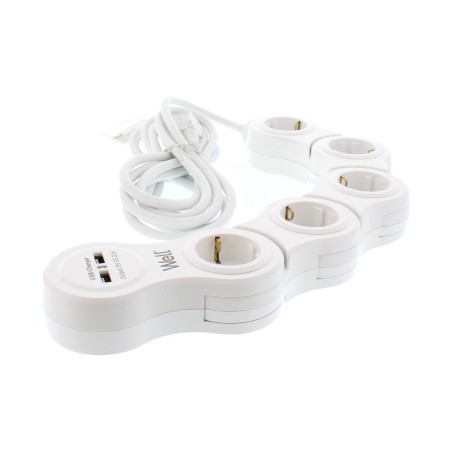 prelungitor reglabil 5 prize 5m cablu 3x1.5mmp cu incarcator usb, well