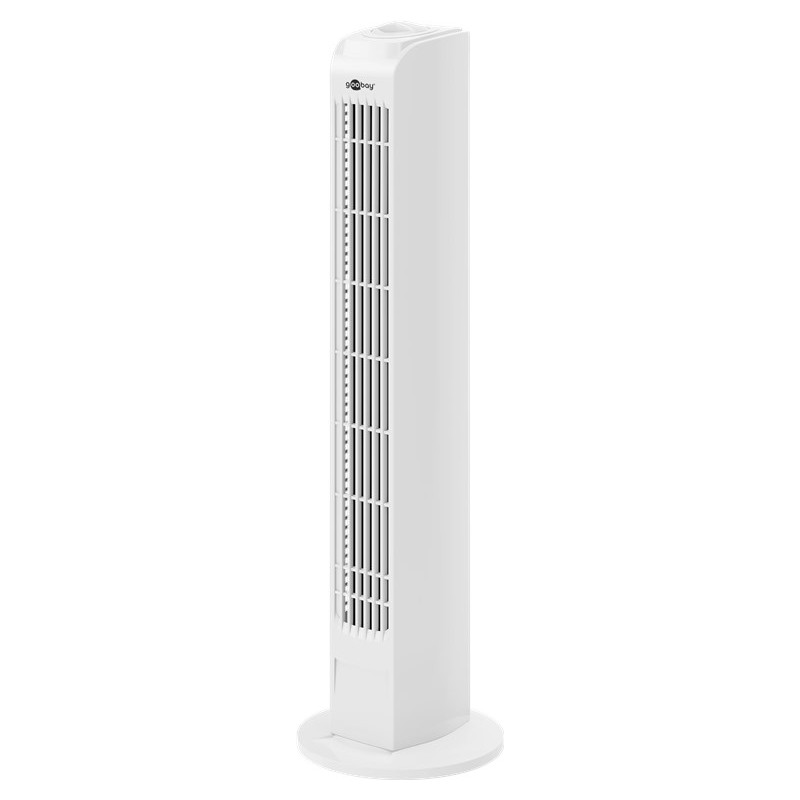 tower fan, white - oscillating, quiet column fan with power cable
