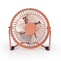 mini ventilator din metal nedis, diametru 10 cm, alimentat prin usb, roz vintage