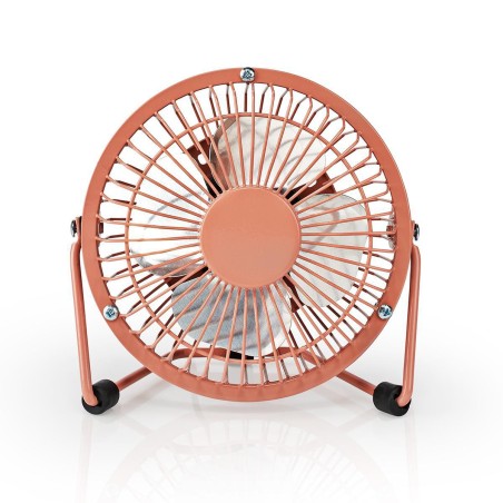 mini ventilator din metal nedis, diametru 10 cm, alimentat prin usb, roz vintage