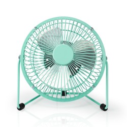 mini ventilator din metal nedis, diametru 15 cm, alimentat prin usb, turcoaz