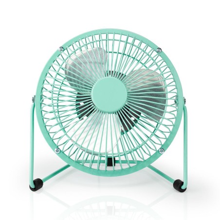 mini ventilator din metal nedis, diametru 15 cm, alimentat prin usb, turcoaz
