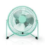 mini ventilator din metal nedis, diametru 15 cm, alimentat prin usb, turcoaz