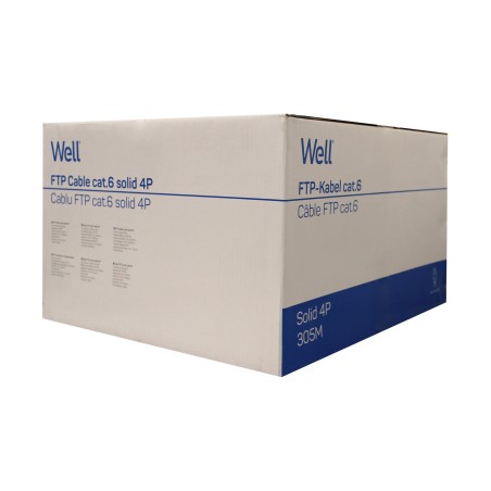 cablu de retea f/utp well, cat6, 8 fire din cupru, rola 305m, gri