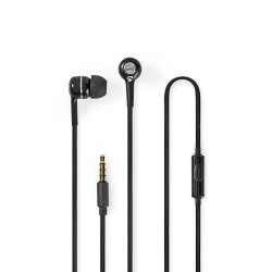 casti cu fir in-ear, microfon integrat, 1.2m, negru, nedis