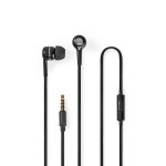 casti cu fir in-ear, microfon integrat, 1.2m, negru, nedis