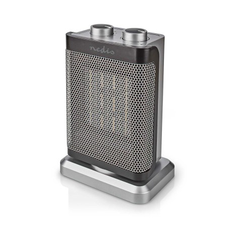 aeroterma ceramica nedis, 1000 / 1500w, 2 setari de caldura, termostat reglabil, rotire automata, gri