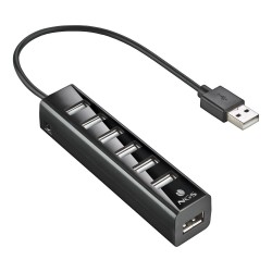 hub usb 2.0 ngs ihub7 tiny, 7 porturi, alimentator, negru
