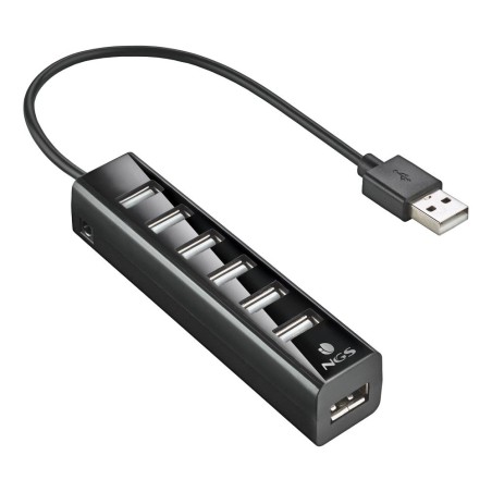 hub usb 2.0 ngs ihub7 tiny, 7 porturi, alimentator, negru