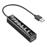 hub usb 2.0 ngs ihub7 tiny, 7 porturi, alimentator, negru