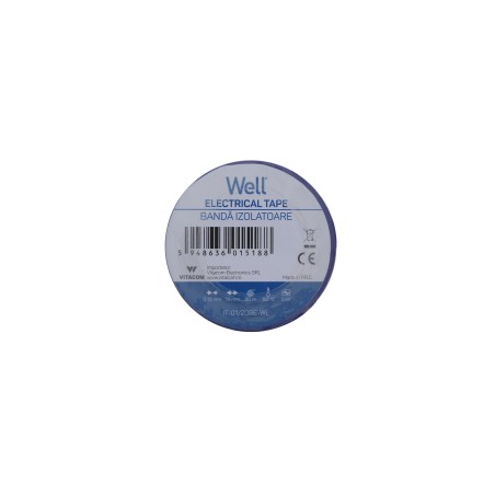 banda izolatoare 1.9 cm x 20 m - albastru, set 10 bucati, well