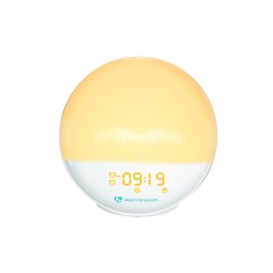 lampa led inteligenta heimvision a80s cu ceas, alarma, radio, wireless, 7 culori