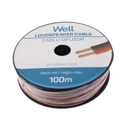 cablu difuzor rosu/negru 2x0.50mmp, 100m, well