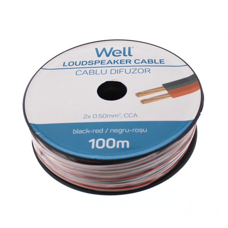 cablu difuzor rosu/negru 2x0.50mmp, 100m, well