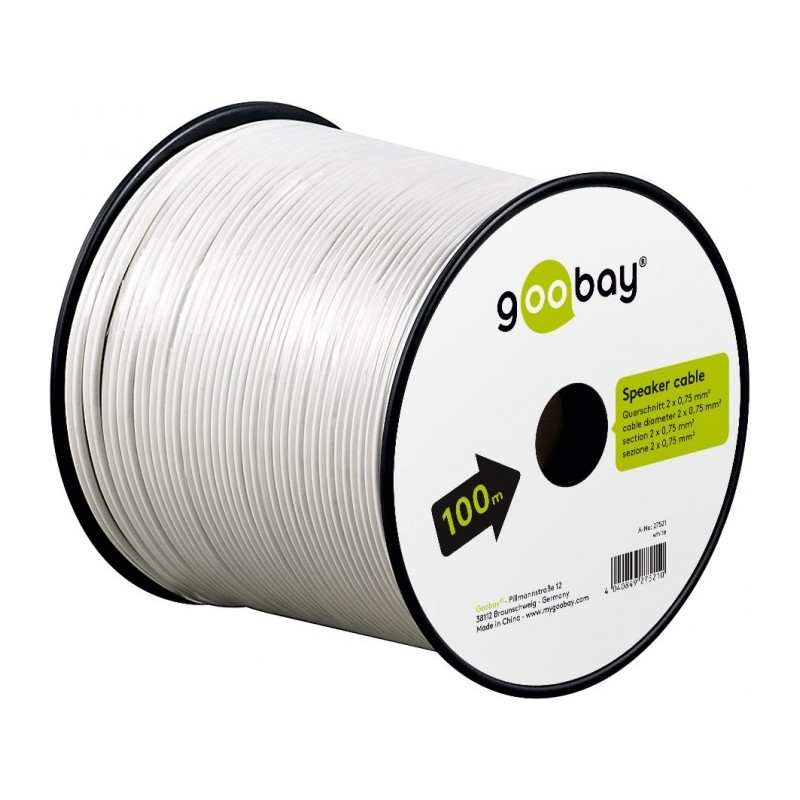 cablu difuzor alb 2x0.75, 100m pe tambur