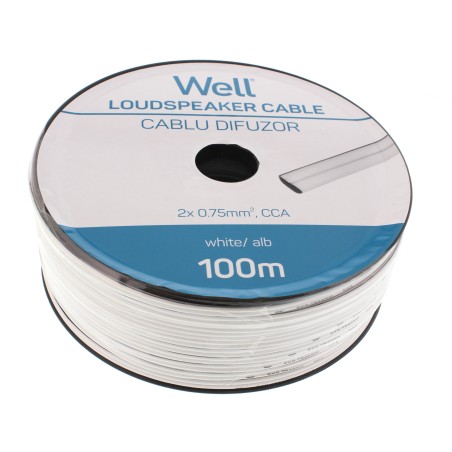 cablu difuzor alb 2x0.75mmp, 100m, well