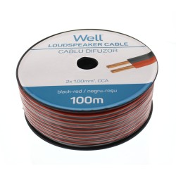 cablu difuzor rosu/negru 2x1.00mmp, 100m, well