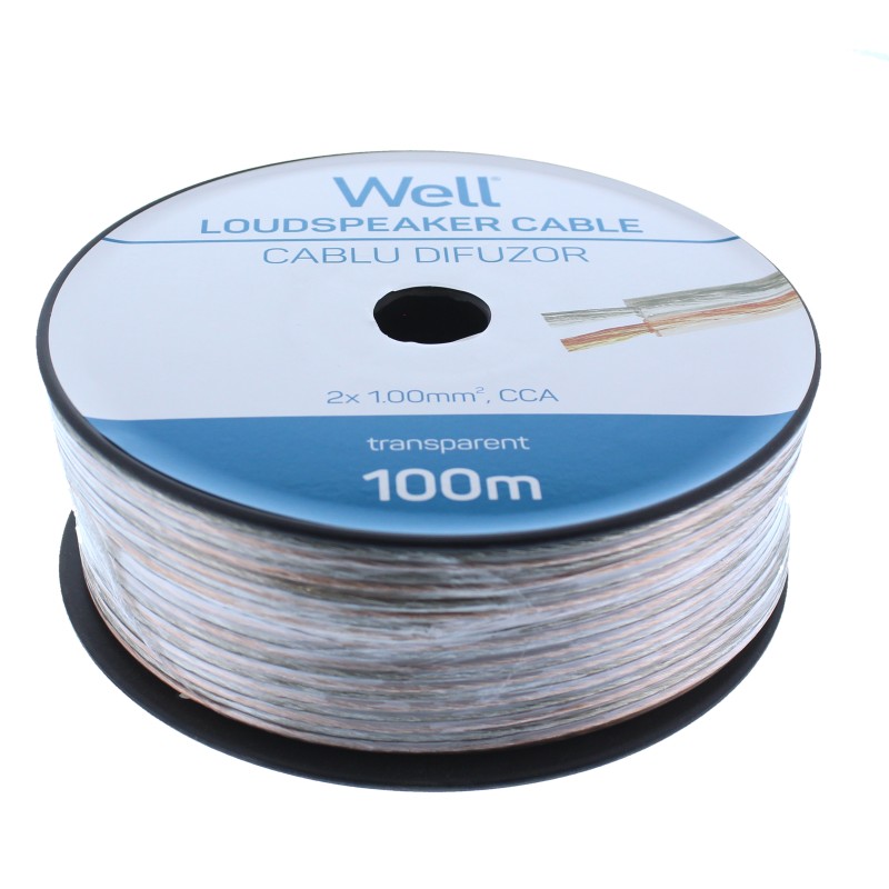 cablu difuzor transparent 2x1.00mmp, 100m, well