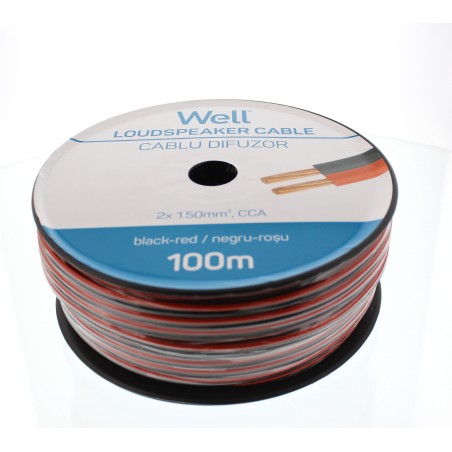 cablu difuzor rosu/negru 2x1.50mmp, 100m, well