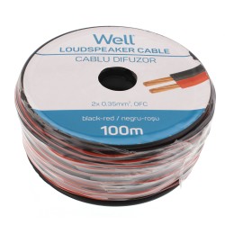 cablu difuzor rosu/negru cupru 2x0.35mmp, 100m, well