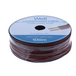cablu difuzor rosu/negru cupru 2x0.50mmp, 100m, well