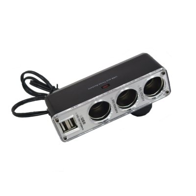 multiplicator bricheta auto cu 3 iesiri si 2 iesiri usb 5v 2a 50w well
