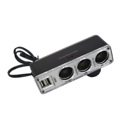 multiplicator bricheta auto cu 3 iesiri si 2 iesiri usb 5v 2a 50w well