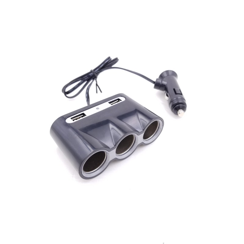 multiplicator bricheta auto cu 3 iesiri si 2 iesiri usb 5v 3a well