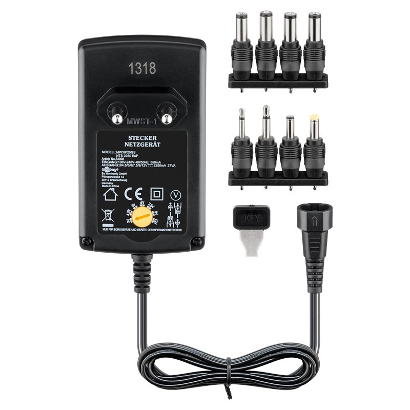 alimentator in comutatie universal 3v-12v 2250ma 8 mufe,  goobay