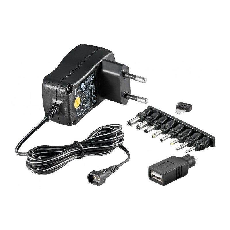 alimentator in comutatie universal 3v-12v 600ma 8 mufe, goobay