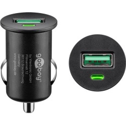 incarcator auto goobay, 1x usb-a qc3.0 3a, negru