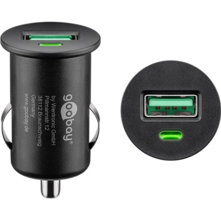 incarcator auto goobay, 1x usb-a qc3.0 3a, negru