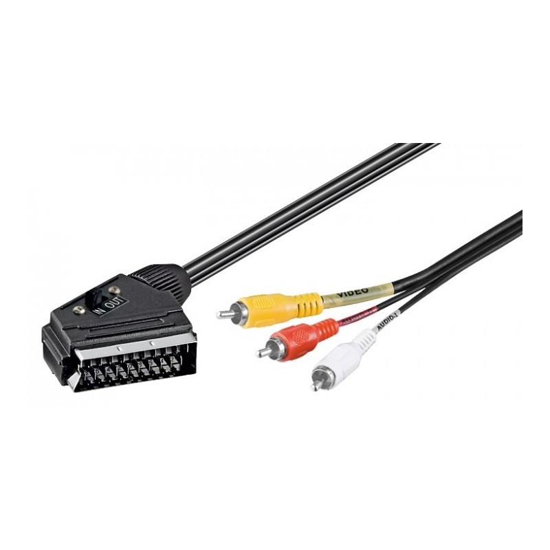 cablu audio video scart tata - 3 x rca tata, 2m, goobay