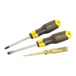 set 3 surubelnite cushion grip cu tester de tensiune, 0-65-012 stanley