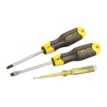 set 3 surubelnite cushion grip cu tester de tensiune, 0-65-012 stanley