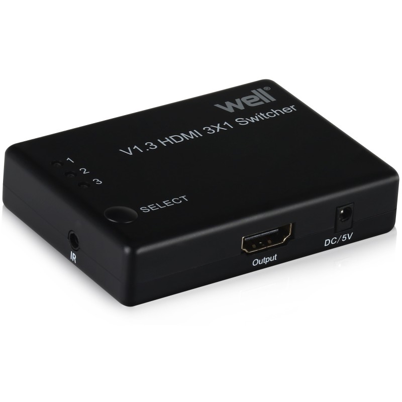switch hdmi 3 intrari fullhd v1.3 cu telecomanda well switch hdmi 3 intrari fullhd v1.3 cu telecomanda well