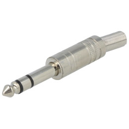 Conectori, Mufă Jack 6,3mm tată stereo cu manşon drept pe cablu lipire -1, dioda.ro